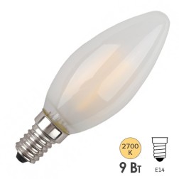 Лампа филаментная свеча ЭРА F-LED B35-9W-827-E14 9W матовая теплый белый свет 