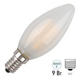 Лампа филаментная свеча ЭРА F-LED B35-9W-840-E14 9W матовая нейтральный белый свет 