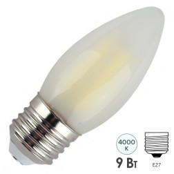 Лампа филаментная свеча ЭРА F-LED B35-9W-840-E27 9W матовая нейтральный белый свет 