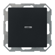 Выключатель одноклавишный с подсветкой Gira E2 Черный матовый (в сборе) 