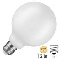 Лампа филаментная светодиодная ЭРА шар F-LED G95-12w-827-E27 OPAL 12W матовый теплый белый свет 