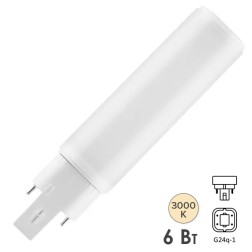 Лампа светодиодная OSRAM DULUX DE 13 LED 6W/830 G24Q-1 (ЭПРА или 220В) 