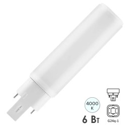 Лампа светодиодная OSRAM DULUX DE 13 LED 6W/840 G24Q-1 (ЭПРА или 220В) 