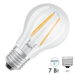 Лампа филаментная Osram CL A FIL 60 7(6.5)W/840 230V FIL E27 806Lm прозрачная 