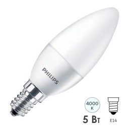 Лампа светодиодная свеча Philips EcohomeLEDCandle B35 5W 840 230V E14 FR 500lm 