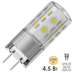 Лампа светодиодная Osram LED PPIN 40 4.5W/827 GY6.35 12V DIM 470Lm d18x50mm 