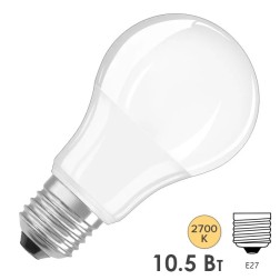 Лампа светодиодная Osram PARATHOM CLASSIC А 75 10,5W/827 FR DIM E27 1055lm d60x105mm 