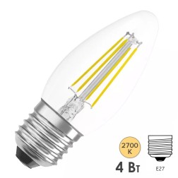 Лампа филаментная свеча Osram PARATHOM CL B FIL 40 4W/827 E27 470Lm 