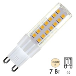 Лампа светодиодная TDM G9 7W 230V 3000K SMD 17,5х65,5мм 