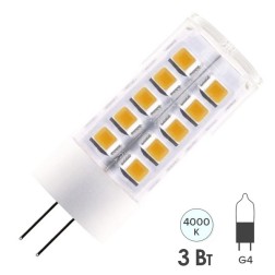 Лампа светодиодная TDM G4 3W AC/DC 12V 4000K SMD 16х43мм 