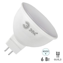 Лампа светодиодная ЭРА STD LED MR16-6W-840-GU5.3 6W софит нейтральный белый свет 