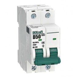 Автоматический выключатель DEKraft 2-полюсный ВА-103 D50 2Р 6кА (автомат) 