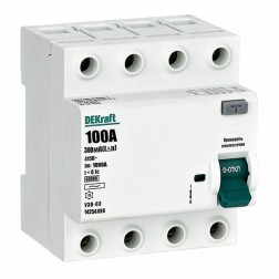 Выключатели дифференциального тока серии УЗО-03 4P 100А 300мА тип AC 6кА DEKraft 