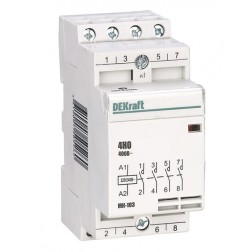 Модульный контактор 4НО 16А 230В МК-103 DEKraft  Модульный контактор 4НО 16А 230В МК-103 DEKraft