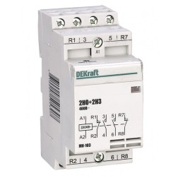 Модульный контактор 2НО+2НЗ 20А 230В МК-103 DEKraft 