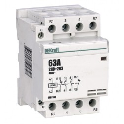 Модульный контактор 2НО+2НЗ 63А 230В МК-103 DEKraft 