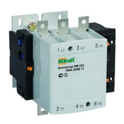Контактор 265А 220В AC 50 Гц АС3 1НО+1НЗ КМ-103 DEKraft  Контактор 265А 220В AC 50 Гц АС3 1НО+1НЗ КМ-103 DEKraft