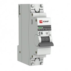 Автоматический выключатель 1P  6А (C) 6кА ВА 47-63 EKF PROxima (автомат) 
