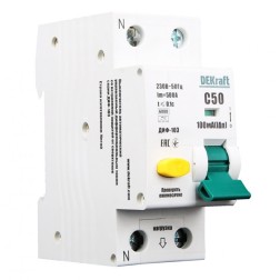 Дифференциальные автоматы ДИФ-103 1Р+N 40А 100мА тип A х-ка С 6кА DEKraft  Дифференциальные автоматы ДИФ-103 1Р+N 40А 100мА тип A х-ка С 6кА DEKraft
