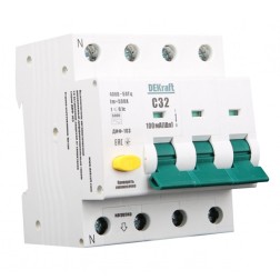 Дифференциальные автоматы ДИФ-103 3Р+N 40А 30мА тип A х-ка С 6кА DEKraft  Дифференциальные автоматы ДИФ-103 3Р+N 40А 30мА тип A х-ка С 6кА DEKraft