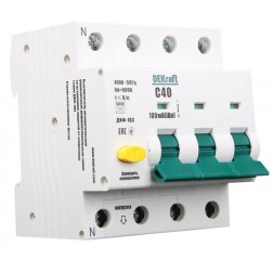Дифференциальные автоматы ДИФ-103 3Р+N 32А 300мА тип A х-ка С 6кА DEKraft  Дифференциальные автоматы ДИФ-103 3Р+N 32А 300мА тип A х-ка С 6кА DEKraft