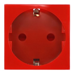 Розетка 2К+З винтовой зажим со шторками (45х45мм) серия DF6 Donel красный 