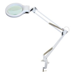Настольный светодиодный светильник Леда С20-036 ПДБ50-8-036 8W 4000K струбцина, белый, с линзой 4,5D 
