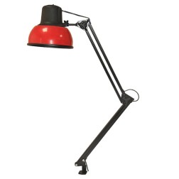 Настольный светильник Бета-К НДБ37-60-159 под лампу ЛОН/LED, max 60W 220V Е27, на струбцине, красный 
