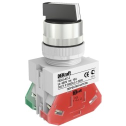 Переключатель 2 фиксированных положения I-O стандартная ручка 1НО+1НС DEKraft черный 