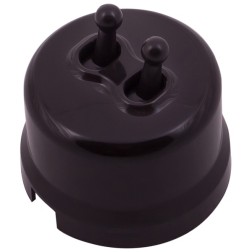 Кнопка 2-тумблерная Bironi Лизетта, пластик коричневый (тумблерный) 