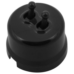 Выключатель 2-клавишный Bironi Лизетта, пластик черный (тумблерный) 