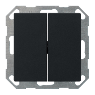 Выключатель двухклавишный Gira E2 Черный матовый (в сборе) 