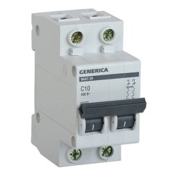 Автоматический выключатель GENERICA ВА 47-29 2Р 10А 4,5кА характеристика С ИЭК (автомат) 