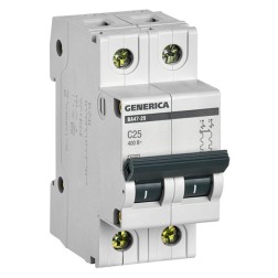 Автоматический выключатель GENERICA ВА 47-29 2Р 25А 4,5кА характеристика С ИЭК (автомат) 