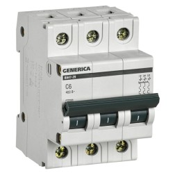 Автоматический выключатель GENERICA ВА 47-29 3Р 6А 4,5кА характеристика С ИЭК (автомат) 