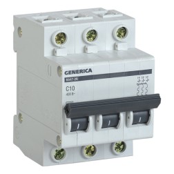 Автоматический выключатель GENERICA ВА 47-29 3Р 10А 4,5кА характеристика С ИЭК (автомат) 