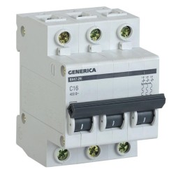 Автоматический выключатель GENERICA ВА 47-29 3Р 16А 4,5кА характеристика С ИЭК (автомат) 