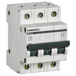 Автоматический выключатель GENERICA ВА 47-29 3Р 25А 4,5кА характеристика С ИЭК (автомат) 
