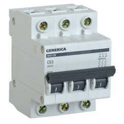 Автоматический выключатель GENERICA ВА 47-29 3Р 63А 4,5кА характеристика С ИЭК (автомат) 