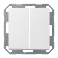 Выключатель двухклавишный Gira E2 Белый шелковисто-матовый (в сборе) 
