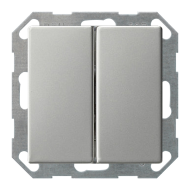 Выключатель двухклавишный Gira E2 Нержавеющая сталь (в сборе) 