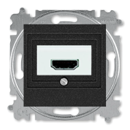 Розетка HDMI ABB Levit Антрацит/черный (в сборе) 