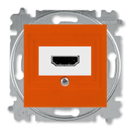 Розетка HDMI ABB Levit Оранжевый/черный (в сборе) 