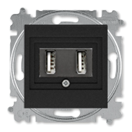 Розетка USB для зарядки устройств ABB Levit Антрацит/черный (в сборе) 