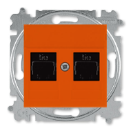 Розетка компьютерная двойная 2xRJ45 UTP 5e категории ABB Levit Оранжевый/черный (в сборе) 