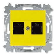 Розетка компьютерная двойная 2xRJ45 UTP 6 категории ABB Levit Желтый/черный (в сборе) 