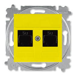 Розетка компьютерная двойная 2xRJ45 UTP 6 категории ABB Levit Желтый/черный (в сборе) 