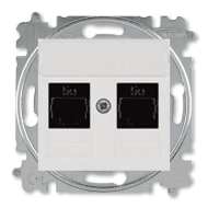 Розетка компьютерная двойная 2xRJ45 UTP 6 категории ABB Levit Жемчуг/Ледяной (в сборе) 