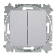 Выключатель двухклавишный ABB Levit Серебро/черный (в сборе) 