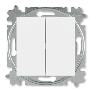 Переключатель двухклавишный (проходной) ABB Levit Белый/Ледяной (в сборе) 